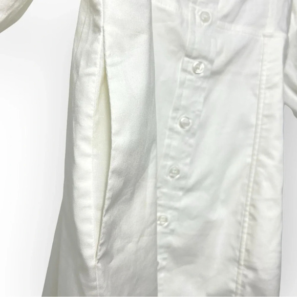 Danielle  Bernstein White Button Down Puff Sleeve Babydoll Mini Dress 6 - Picture 7 of 9